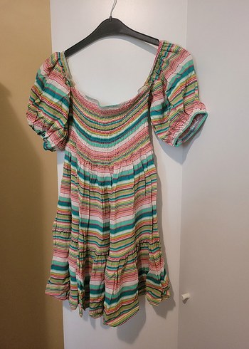 Bohem Çok Renkli Kısa Elbise - Görsel 2