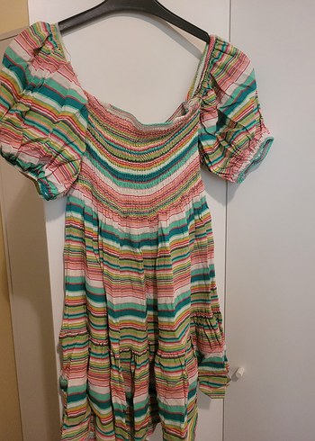 Bohem Çok Renkli Kısa Elbise - Görsel 3