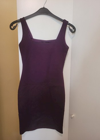 Mor V Yakalı Midi Kadın Elbise - Görsel 2