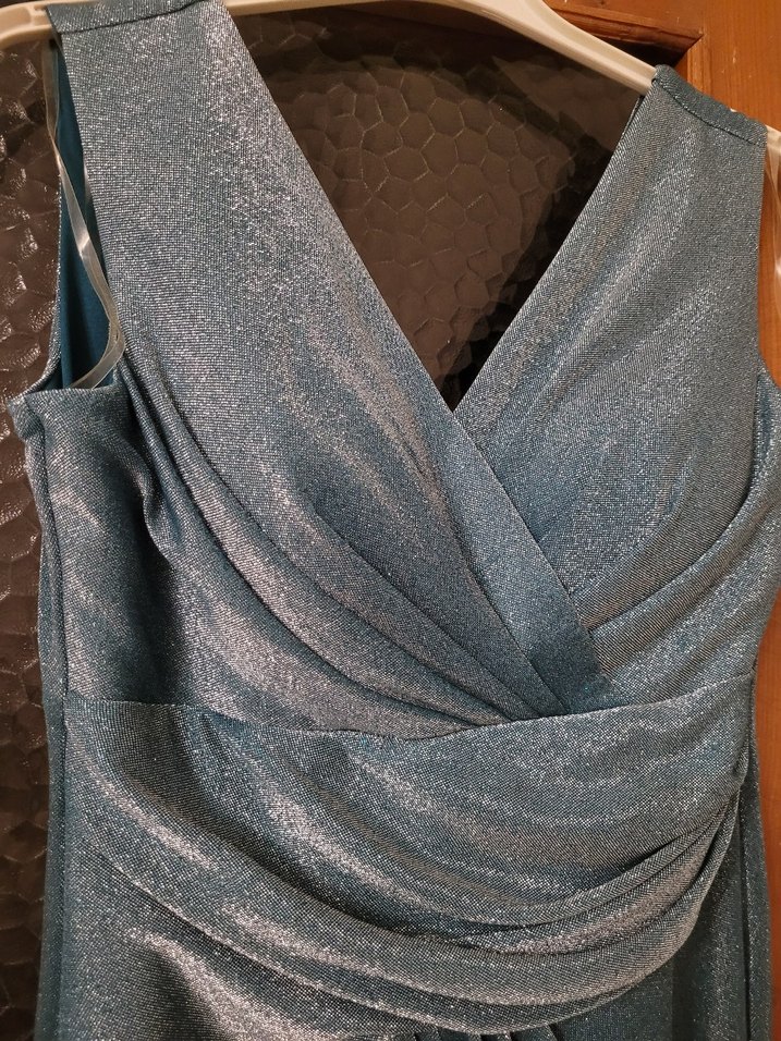 Uzun Drapeli Mavi Abiye Elbise - Görsel 3