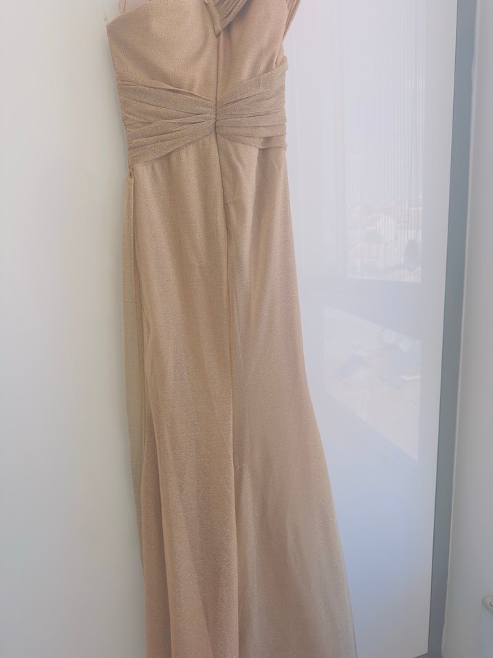 Bej Drapeli Uzun Abiye Elbise - Görsel 3
