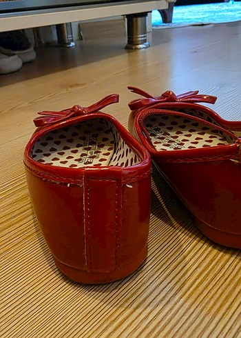 Kırmızı Fiyonk Detaylı Kız Çocuk Babet - Görsel 5