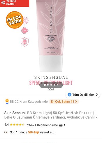 Hafif Bej Tonlu SPF50+ BB Krem - Görsel 4