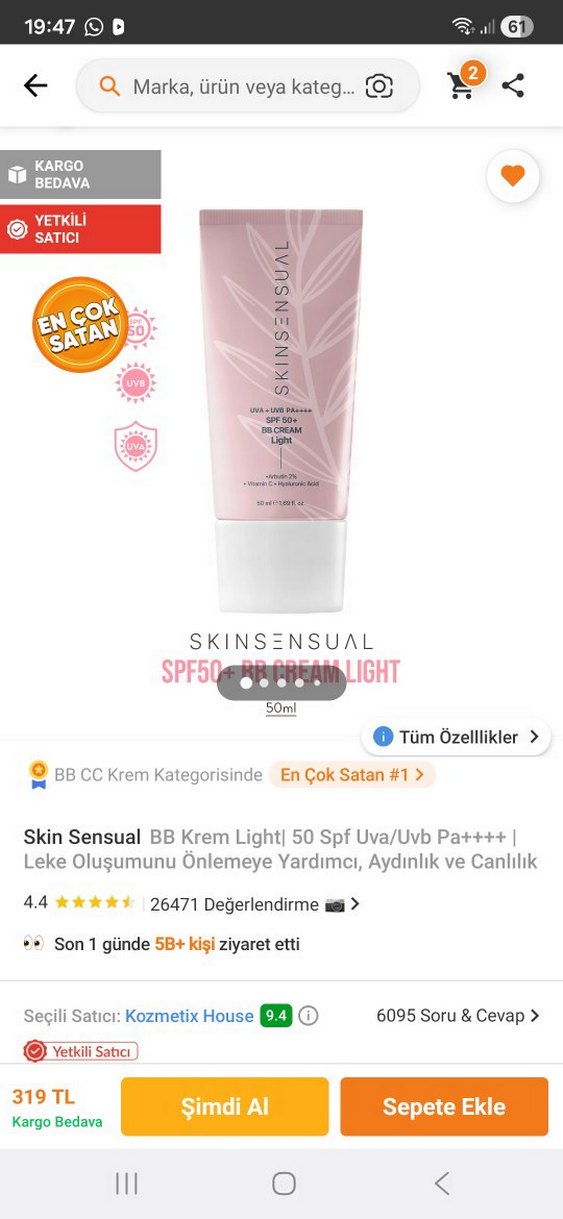 Hafif Bej Tonlu SPF50+ BB Krem - Görsel 4