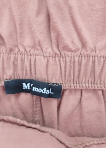 Kahverengi Keten Kadın Midi Salopet - Görsel 6