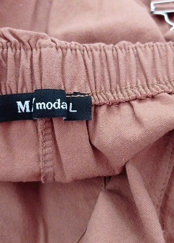 Kahverengi Keten Kadın Midi Salopet - Görsel 15