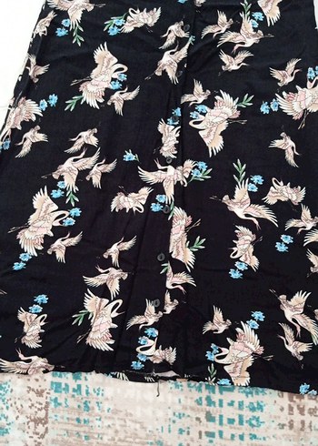 Desenli V Yaka Düğmeli Uzun Hamile Elbisesi - Görsel 7