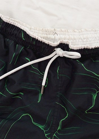 Erkek Loose Fit Koyu Yeşil Tie-Dye Mini Mayo - Görsel 4