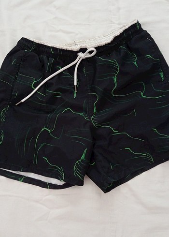 Erkek Loose Fit Koyu Yeşil Tie-Dye Mini Mayo - Görsel 3