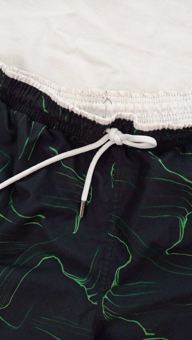 Erkek Loose Fit Koyu Yeşil Tie-Dye Mini Mayo - Görsel 4