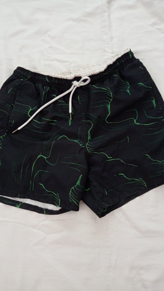 Erkek Loose Fit Koyu Yeşil Tie-Dye Mini Mayo - Görsel 2