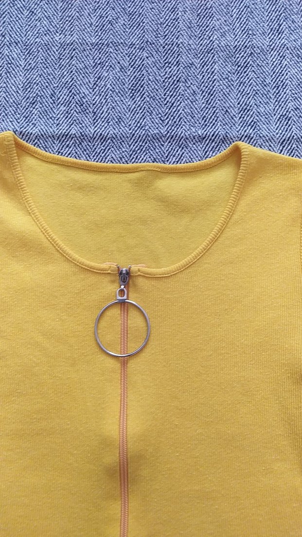 Kız Çocuk Sarı Fermuarlı Kısa Kollu Tişört - Görsel 4