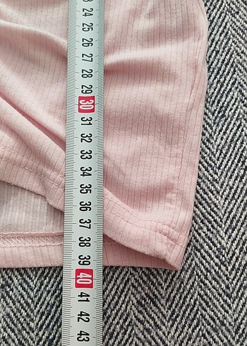 Pembe V Yaka Kısa Kollu Büzgülü Kız Tişörtü - Görsel 7