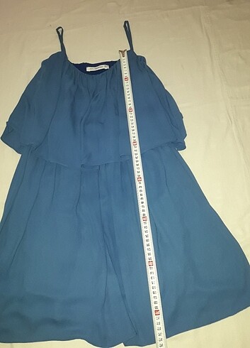 m Beden Askılı mavi bayan elbise