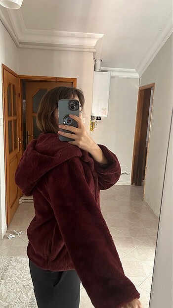 m Beden bordo Renk kürk-mont