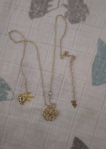 Yaşam Çiçeği Altın Renkli Zincir Detaylı Bohem Midi Kolye - Görsel 2