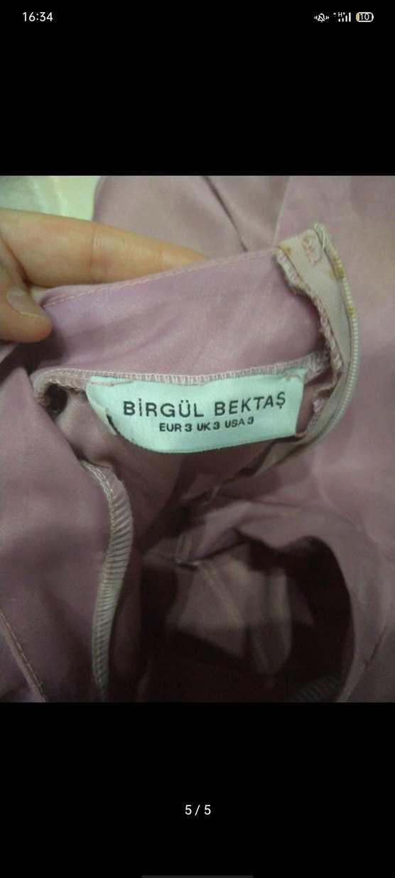 Pembe Uzun Kollu Vintage Kadın Elbise - Görsel 5