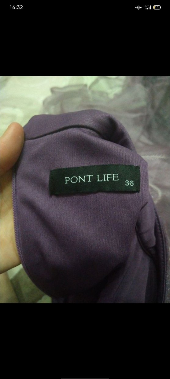 Uzun Kollu Mor Drapeli Uzun Abiye Elbise - Görsel 5