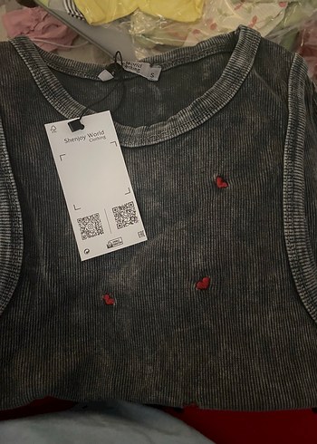 Düğmeli Gri Kadın Kolsuz crop
