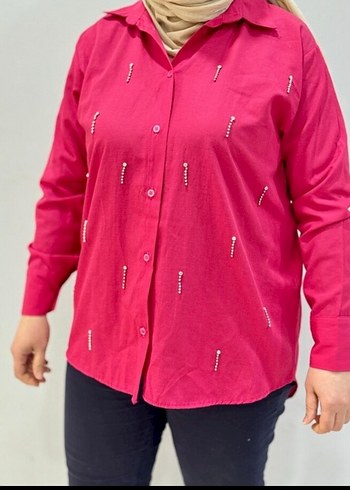 Düğmeli Yeşil Beyaz Kadın Gömlek - Görsel 2