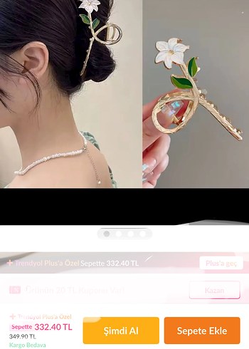 Beyaz Çiçekli Saç Tokası - Görsel 2