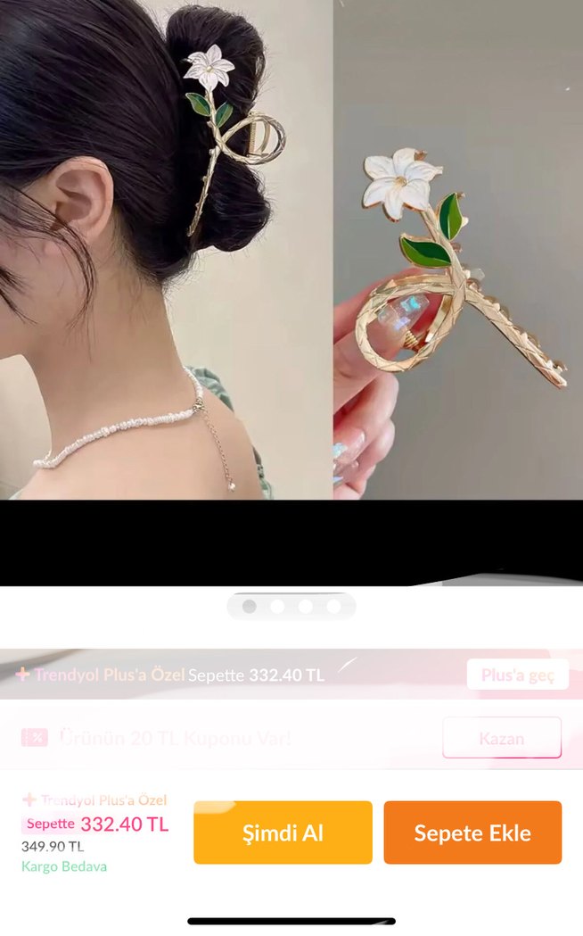 Beyaz Çiçekli Saç Tokası - Görsel 2