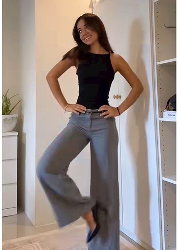 Gri Kadın Kumaş Pantolon - Görsel 6