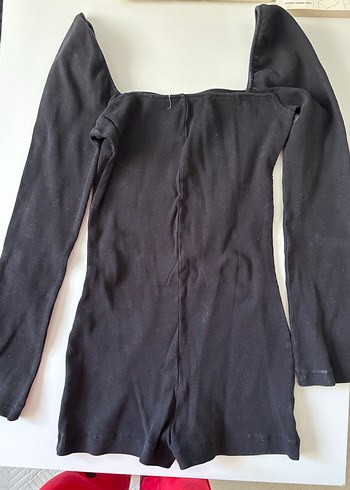 Siyah Uzun Kollu Mini Tulum - Görsel 3