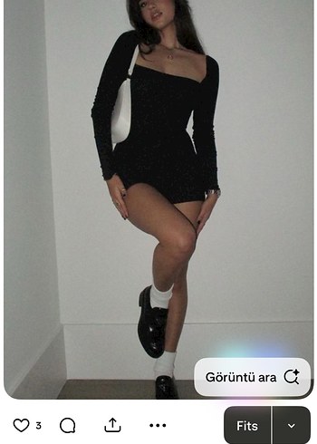 Siyah Uzun Kollu Mini Tulum - Görsel 4