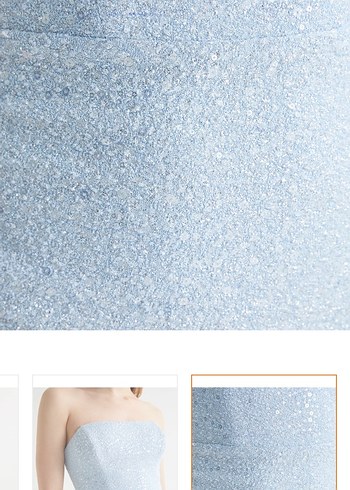 Mavi Straplez Mini Abiye Elbise - Görsel 3