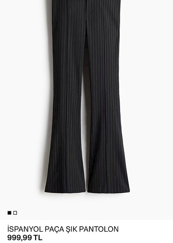 İspanyol paça  Çizgili Kadın Kumaş Pantolon - Görsel 3