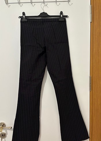 İspanyol paça  Çizgili Kadın Kumaş Pantolon - Görsel 6