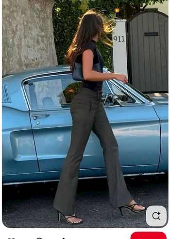 İspanyol paça  Çizgili Kadın Kumaş Pantolon - Görsel 10