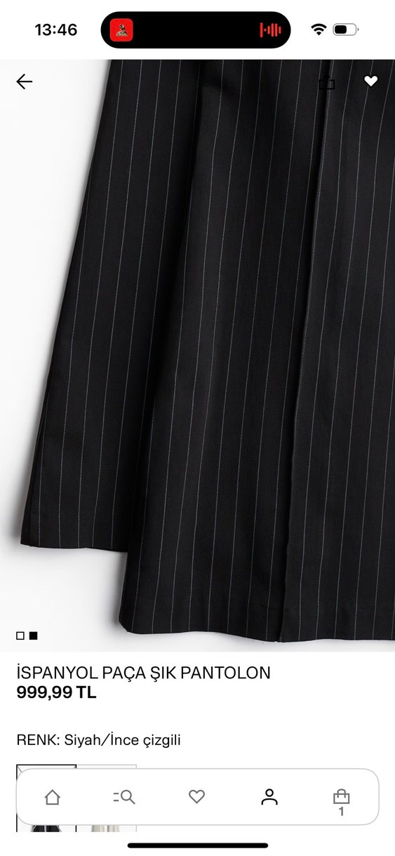 İspanyol paça  Çizgili Kadın Kumaş Pantolon - Görsel 2