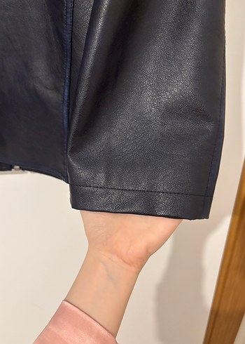 Mavi Kadın Deri Biker Ceket Stradivarius - Görsel 7