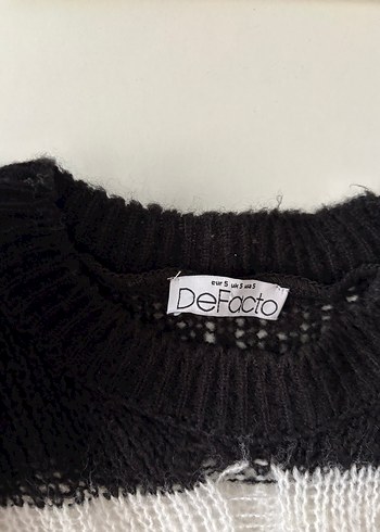 Siyah Beyaz Çizgili Örgü Salaş Kazak - Görsel 3