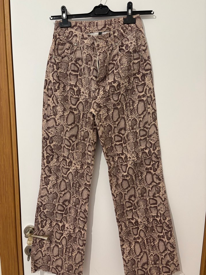 Kahverengi Yılan Desenli Kadın Pantolon - Görsel 5