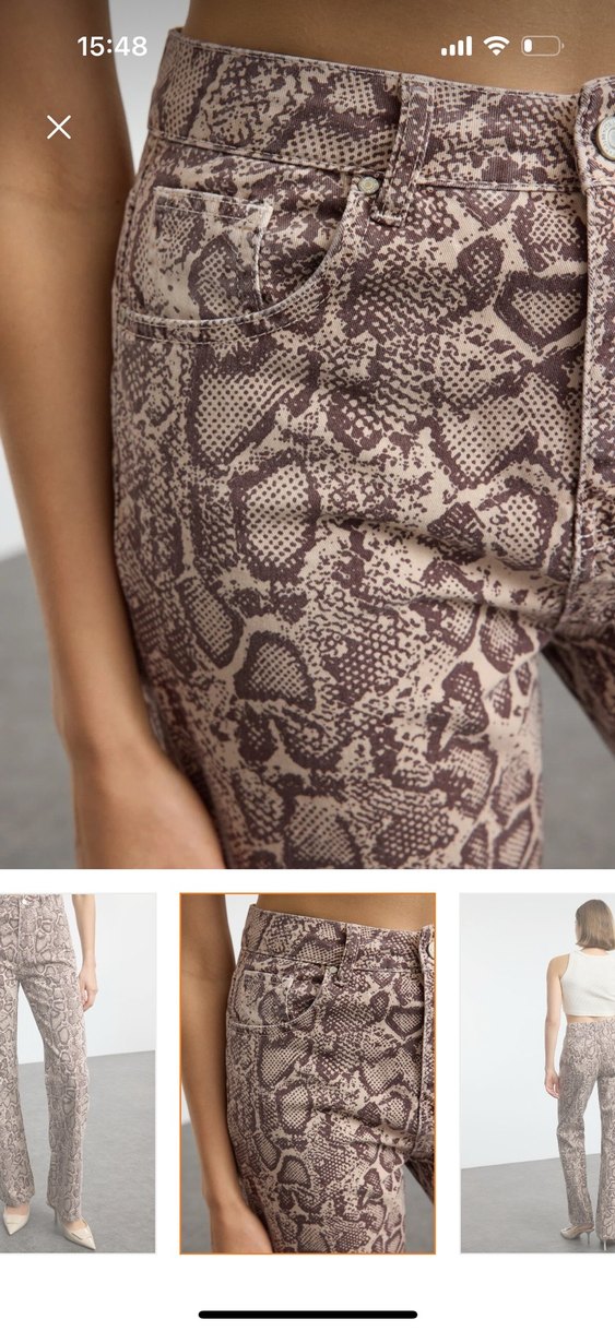 Kahverengi Yılan Desenli Kadın Pantolon - Görsel 2