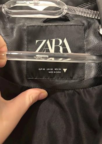 Siyah Deri Biker Ceket Kemerli zara - Görsel 4