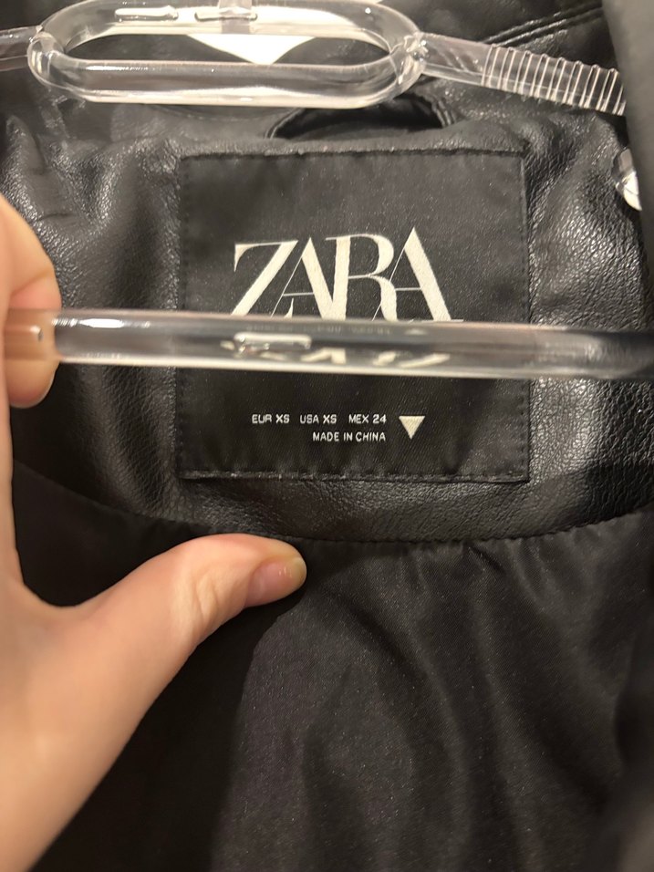 Siyah Deri Biker Ceket Kemerli zara - Görsel 4