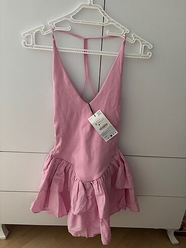 s Beden Zara mini pembe elbise