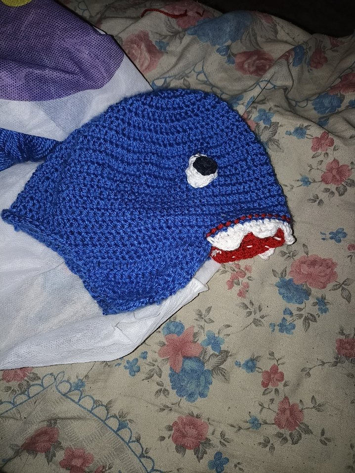 Mavi  Örme Köpekbalığı Bere - Görsel 2