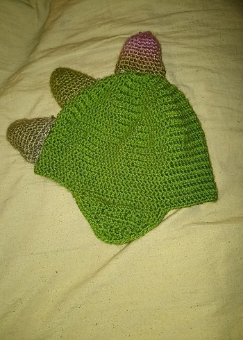 Yeşil Örgü Dinozor Desenli Çocuk Bere - Görsel 4