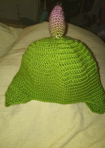 Yeşil Örgü Dinozor Desenli Çocuk Bere - Görsel 2