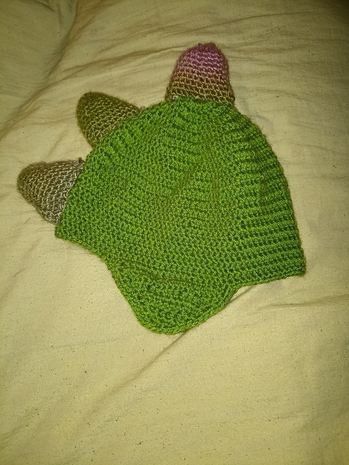 Yeşil Örgü Dinozor Desenli Çocuk Bere - Görsel 4