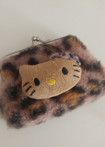 Leopar desenli hello kitty kürklü cüzdan - Görsel 3