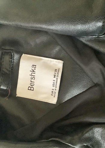Bershka siyah Deri Kadın Biker Ceket - Görsel 3