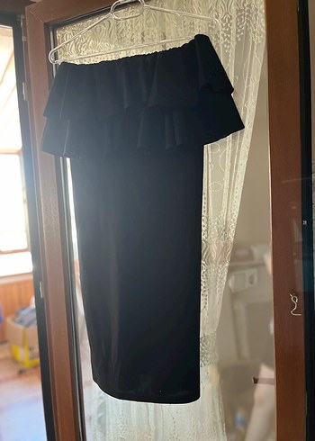 Volanlı Siyah mini Kadın Elbise - Görsel 3