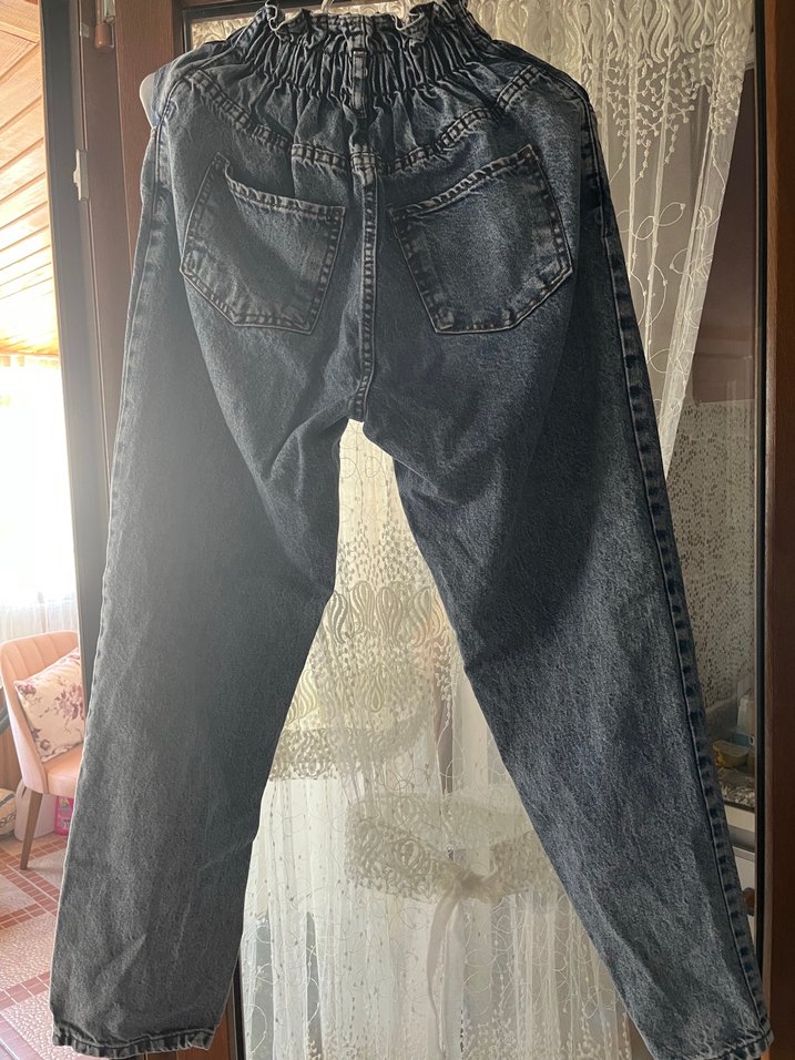 Mavi Beli Bol Kesim Kot Pantolon - Görsel 4