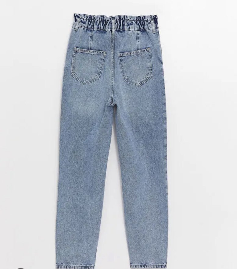 Mavi Beli Bol Kesim Kot Pantolon - Görsel 2